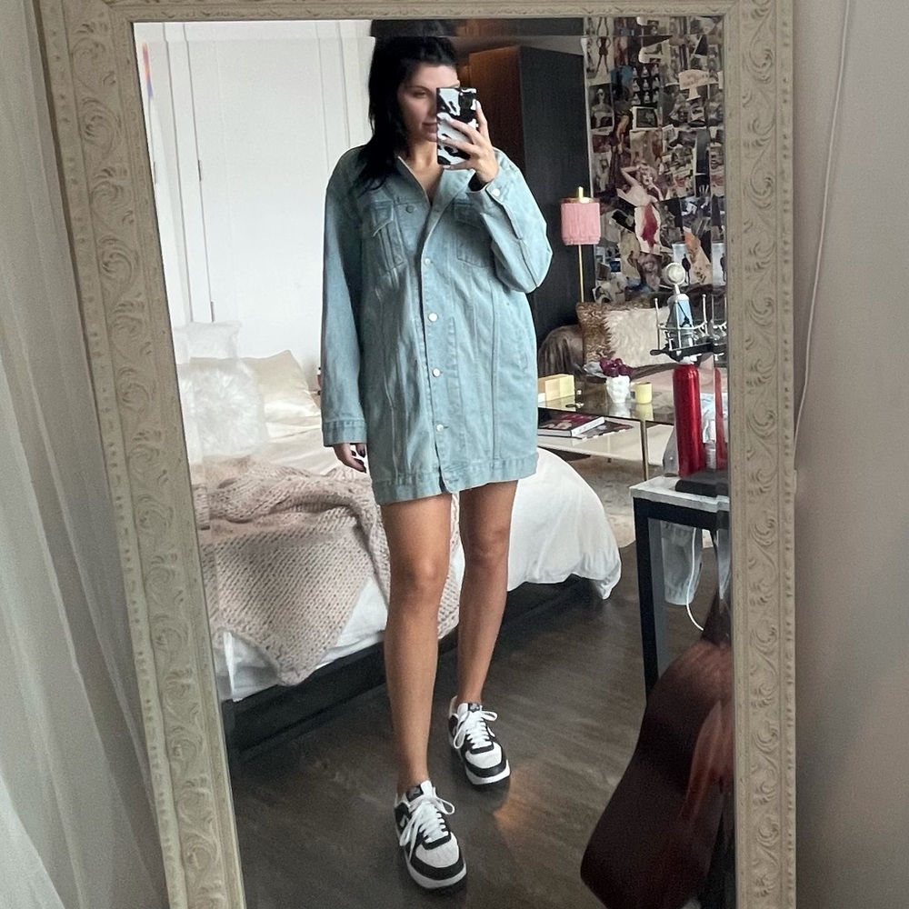 Oak + Fort long denim jacket